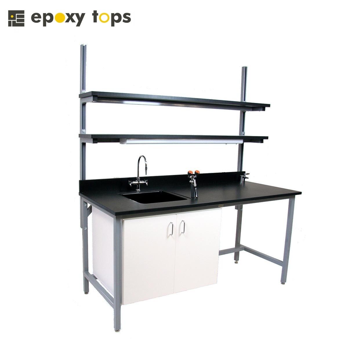 Lab Chemical Resistant Workbench, Sink And Shelves - Epoxytops