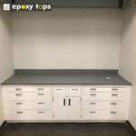 casework with white cabinets