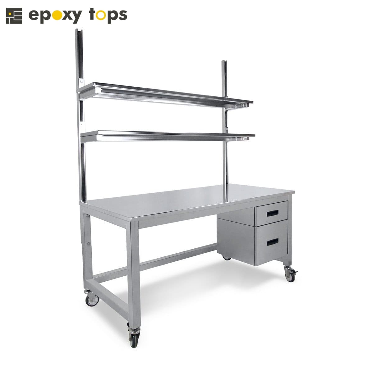 electropolished workbench with shelves