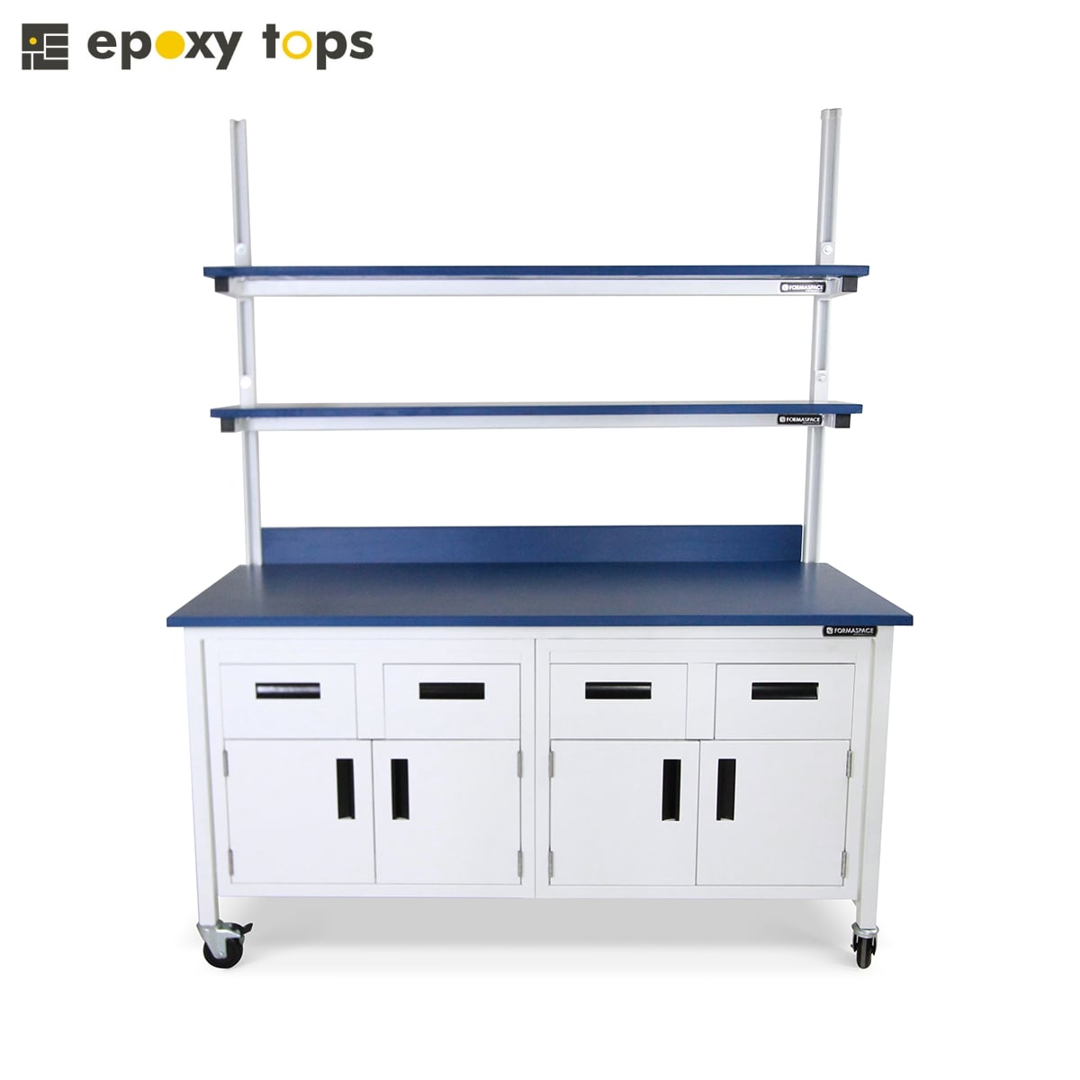 laboratory bench with shelves