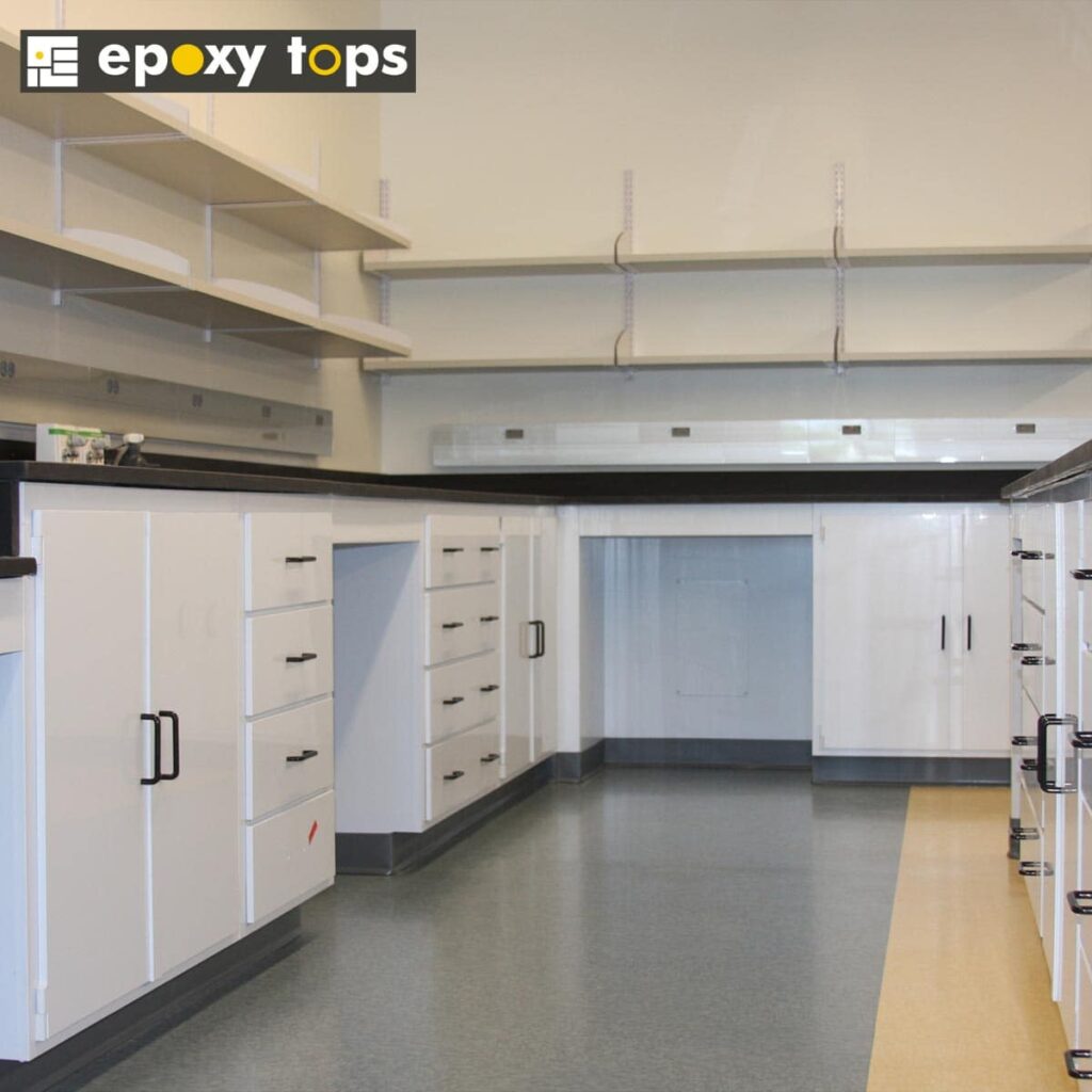 white chemical resistant casework