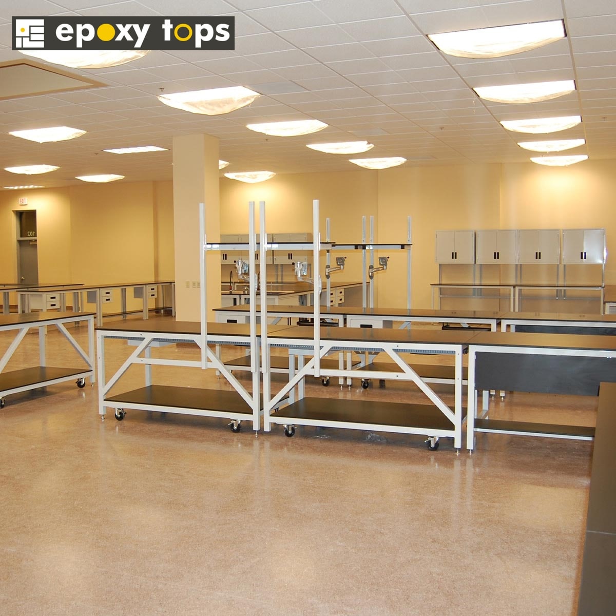 phenolic lab workbenches with cabinets