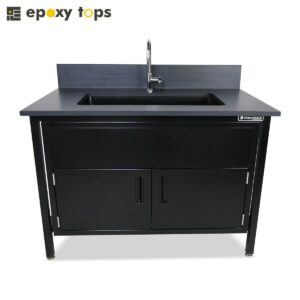 small epoxy sink with cabinet