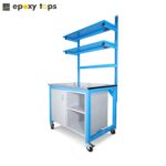 custom workbench with resistant shelves